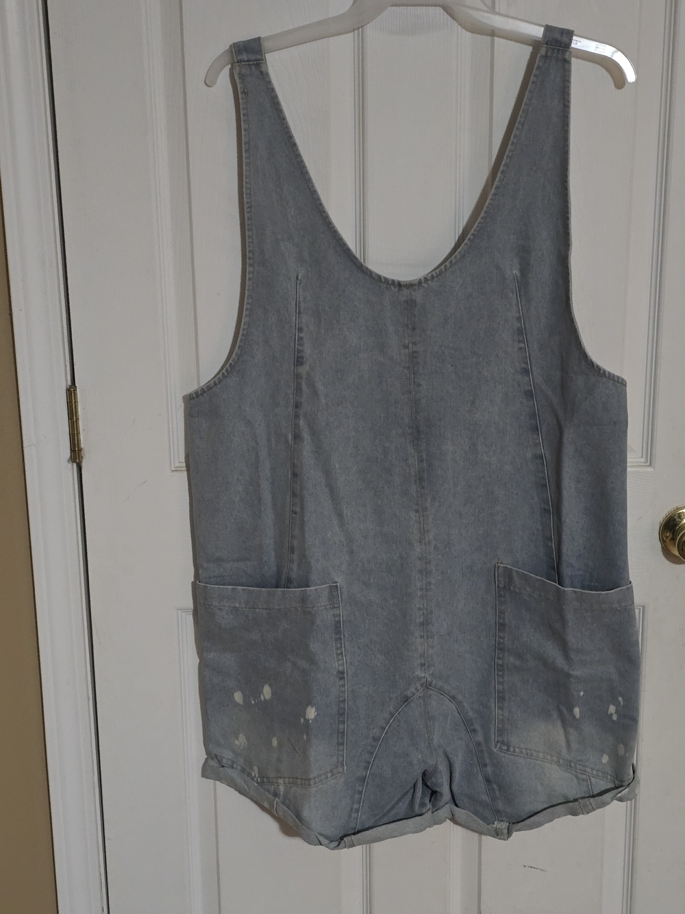 BiBi Light Gray Denim Short Overalls
